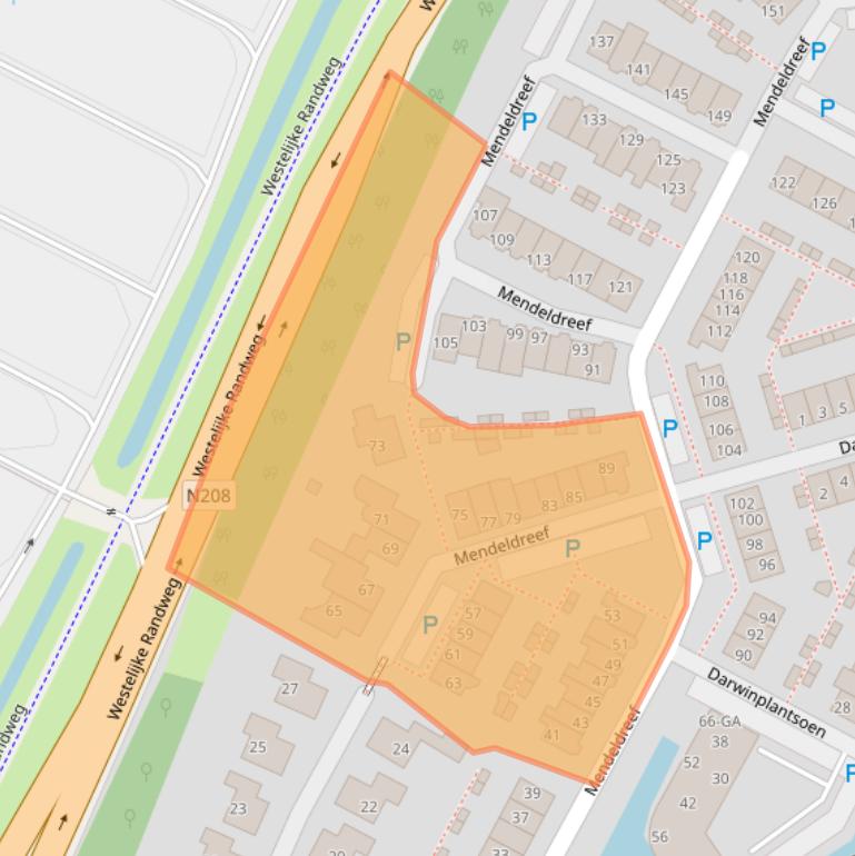 Kaart van postcodegebied 2163KB.