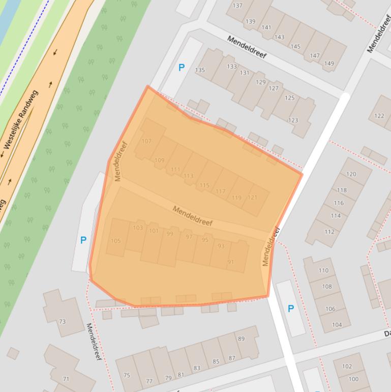 Kaart van postcodegebied 2163KC.