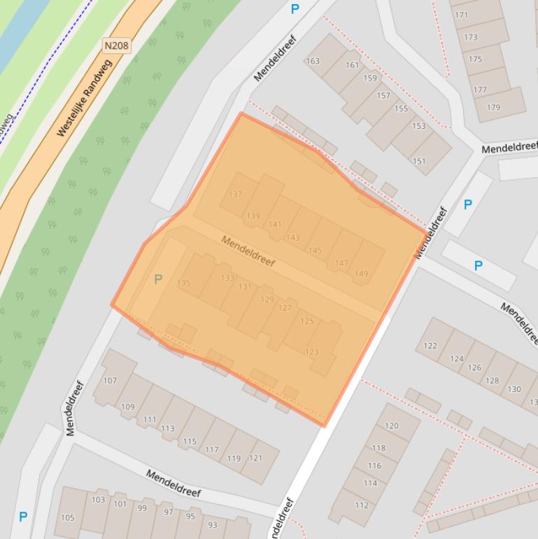 Kaart van postcodegebied 2163KD.