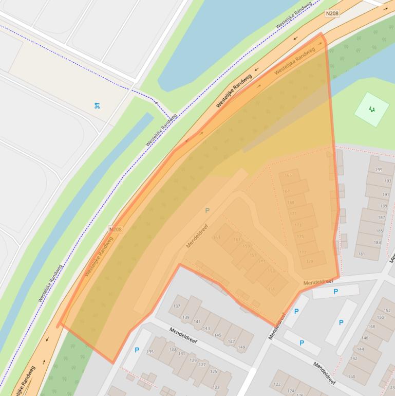 Kaart van postcodegebied 2163KE.