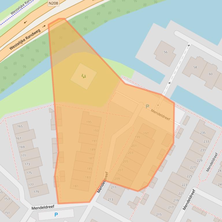 Kaart van postcodegebied 2163KG.