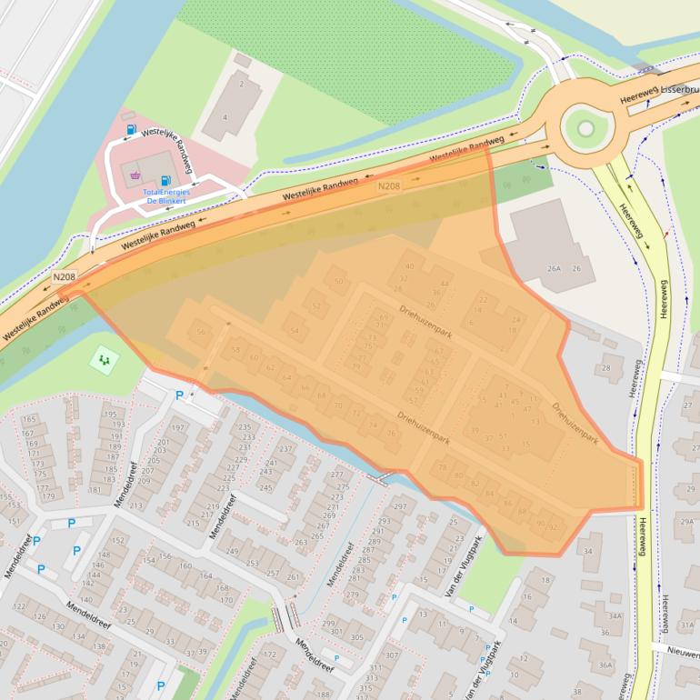 Kaart van postcodegebied 2163KV.