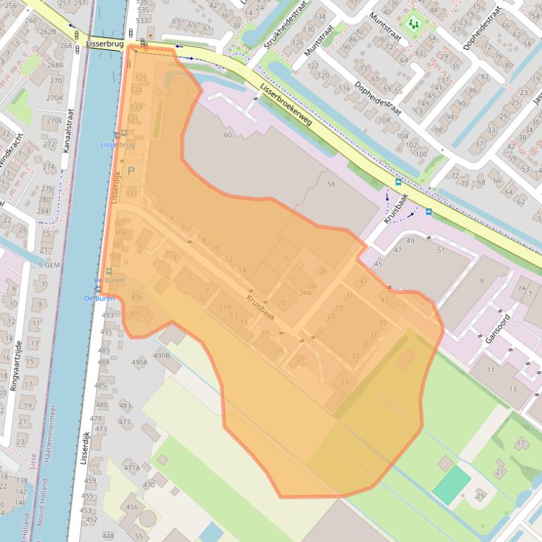 Kaart van postcodegebied 2165AJ.
