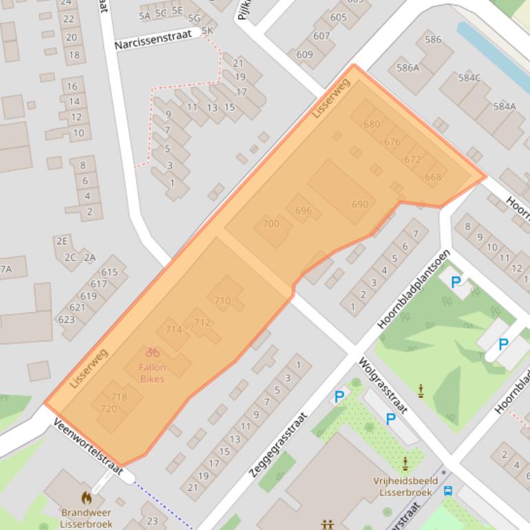 Kaart van postcodegebied 2165AV.