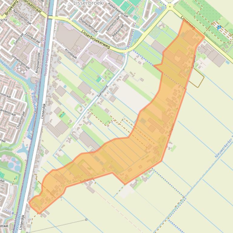 Kaart van postcodegebied 2165AW.