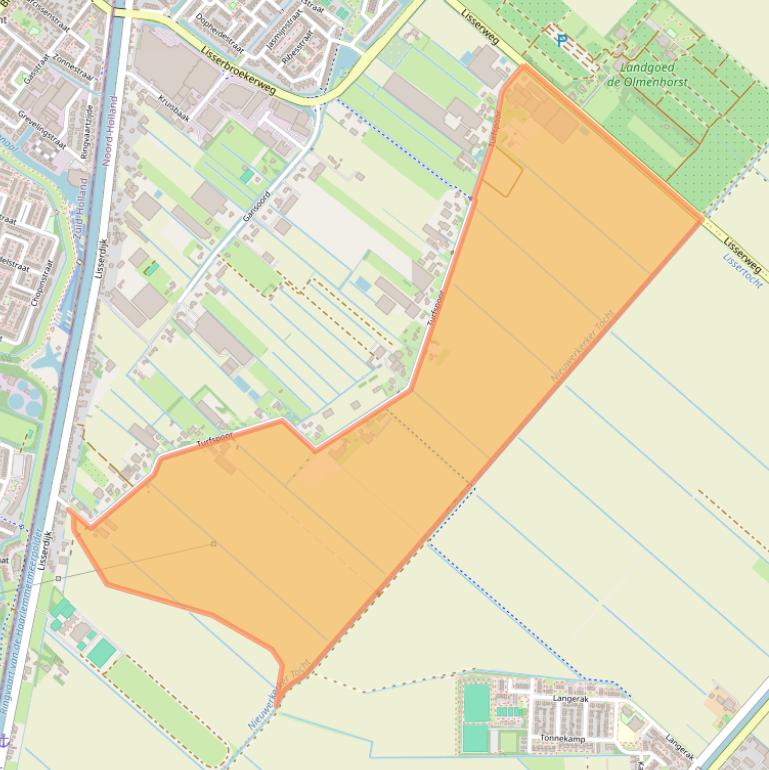 Kaart van postcodegebied 2165AX.