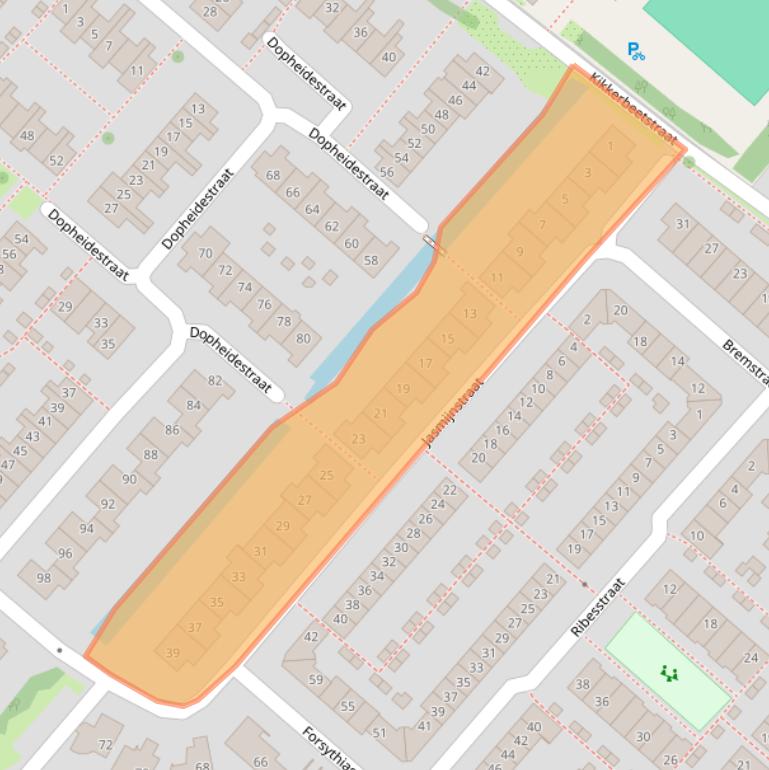 Kaart van postcodegebied 2165CB.