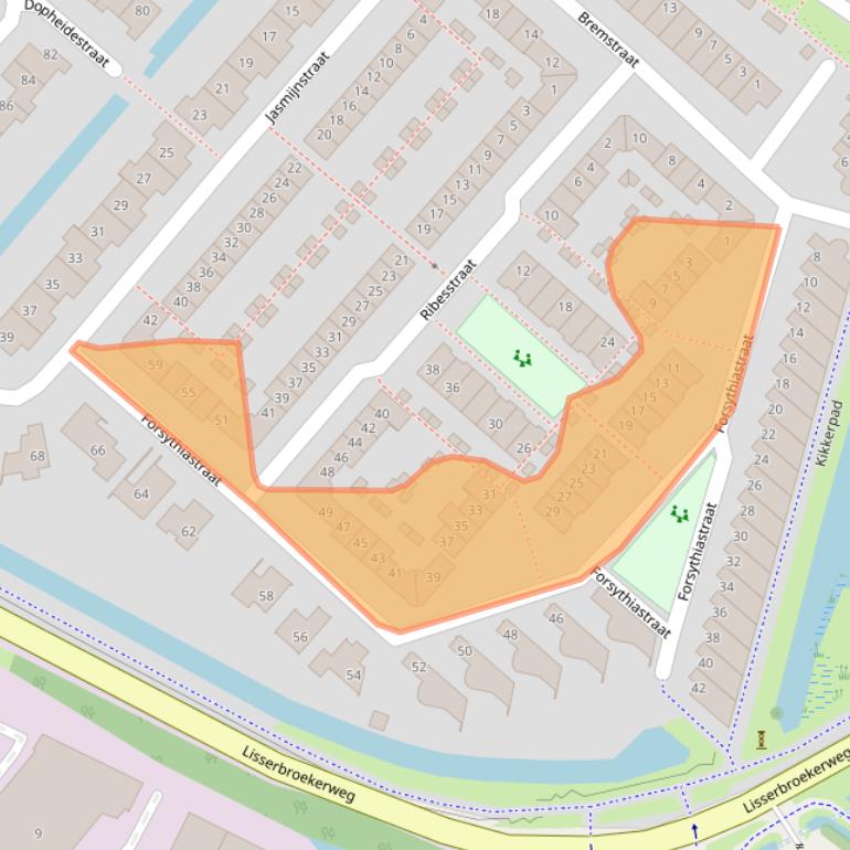 Kaart van postcodegebied 2165CG.