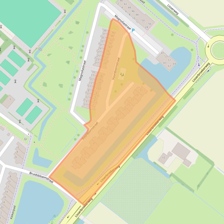 Kaart van postcodegebied 2165CJ.