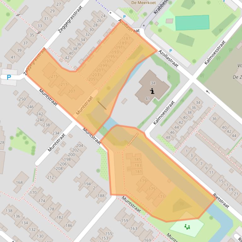 Kaart van postcodegebied 2165VZ.