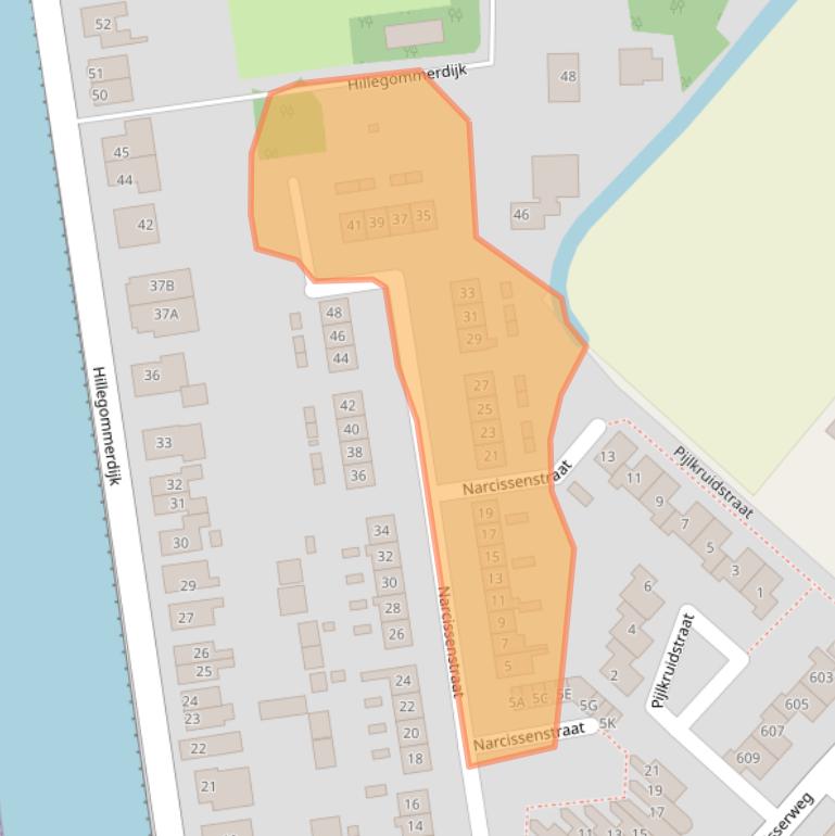 Kaart van postcodegebied 2165XA.