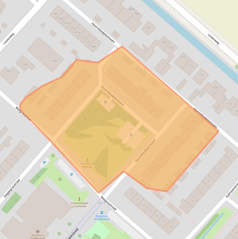 Kaart van postcodegebied 2165XD.