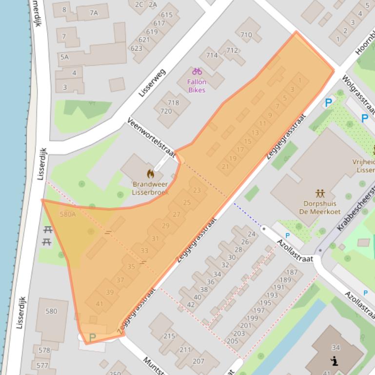 Kaart van postcodegebied 2165XE.