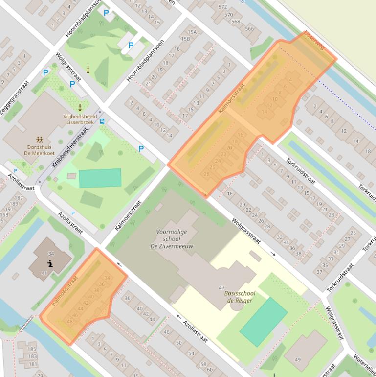 Kaart van postcodegebied 2165XK.