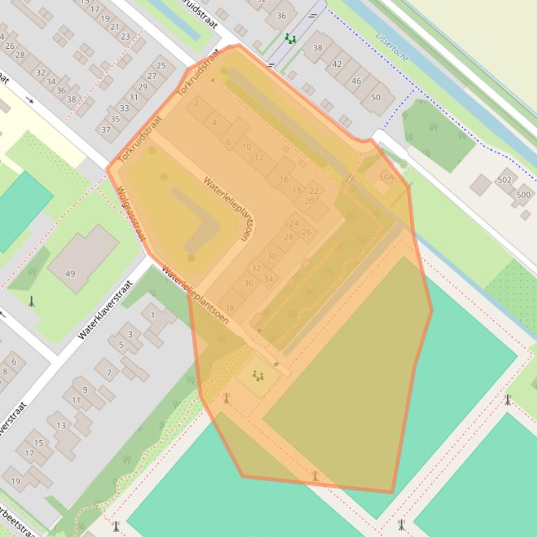 Kaart van postcodegebied 2165XM.