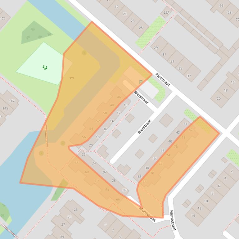 Kaart van postcodegebied 2165XX.