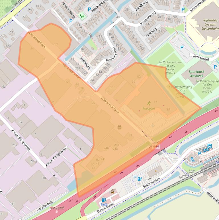 Kaart van postcodegebied 2171AE.