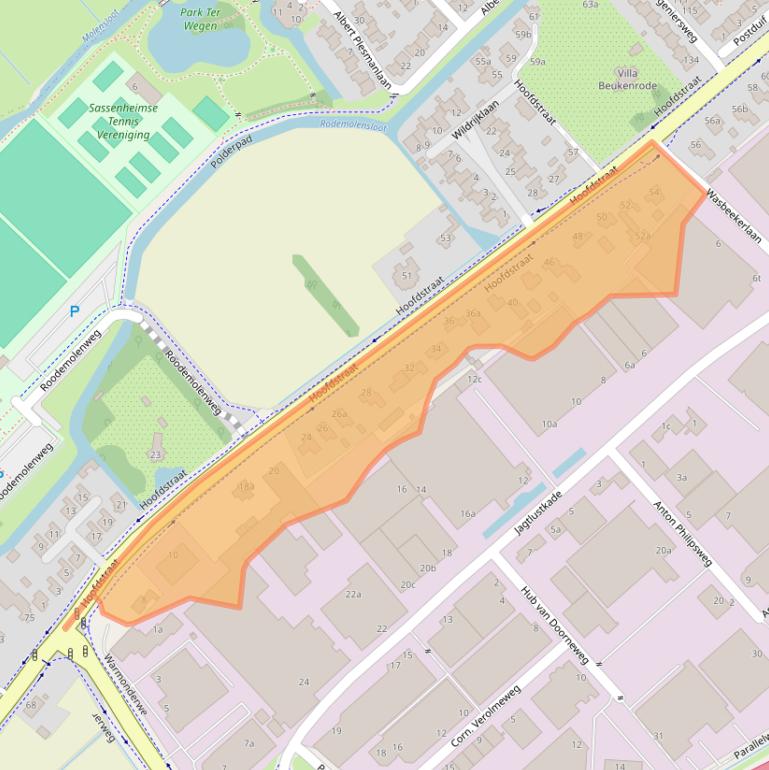 Kaart van postcodegebied 2171AT.