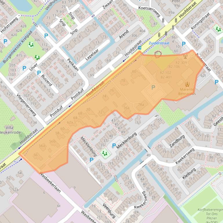 Kaart van postcodegebied 2171AV.