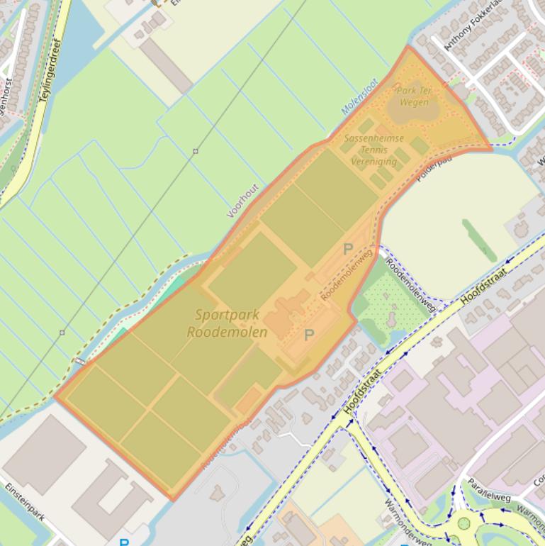Kaart van postcodegebied 2171AX.