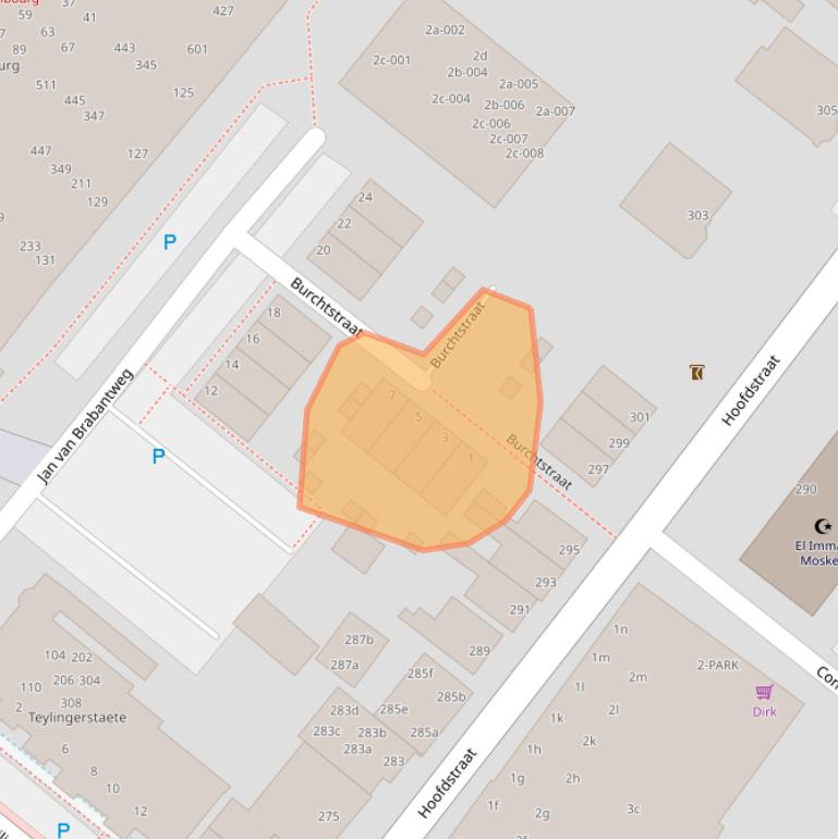 Kaart van postcodegebied 2171BW.