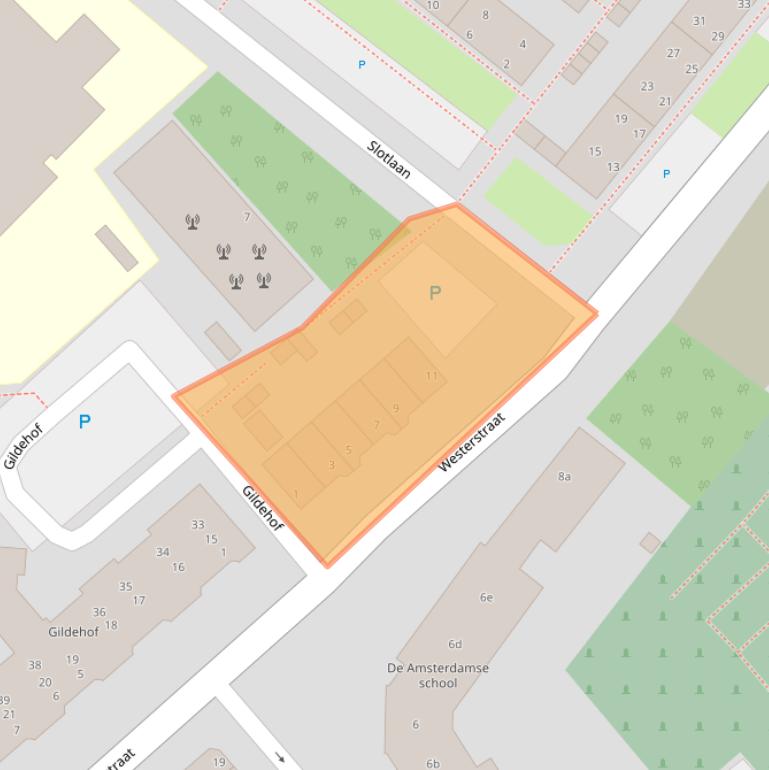 Kaart van postcodegebied 2171CE.