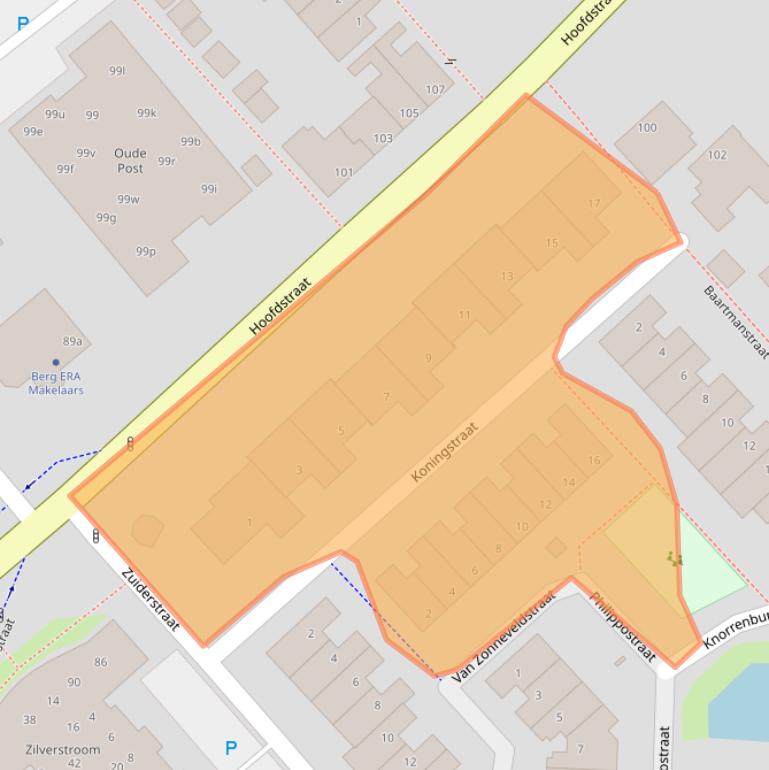 Kaart van postcodegebied 2171DD.