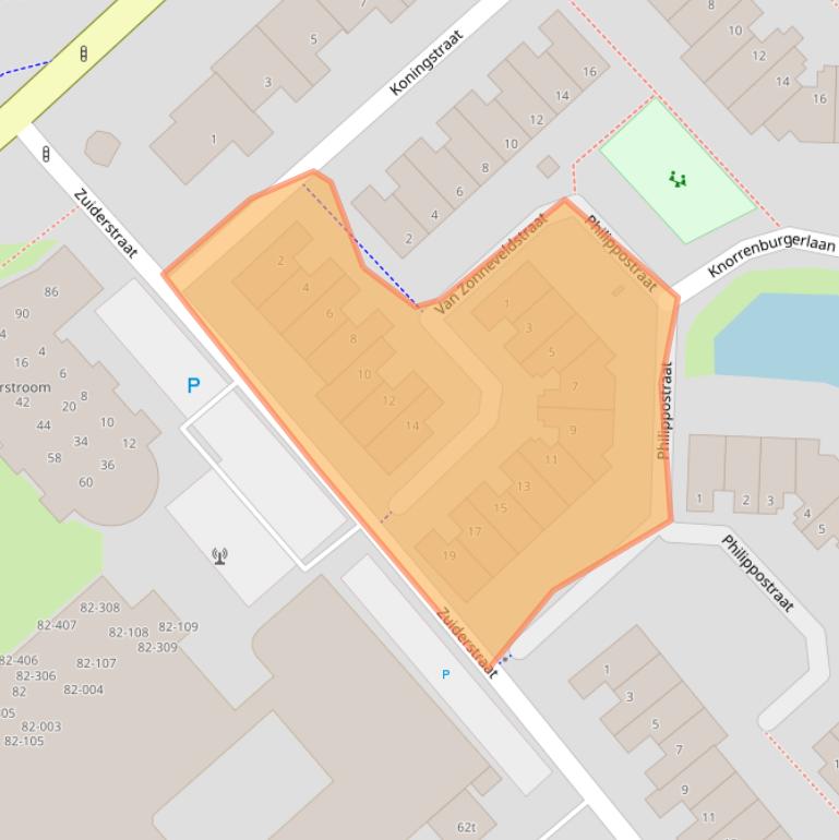 Kaart van postcodegebied 2171DE.