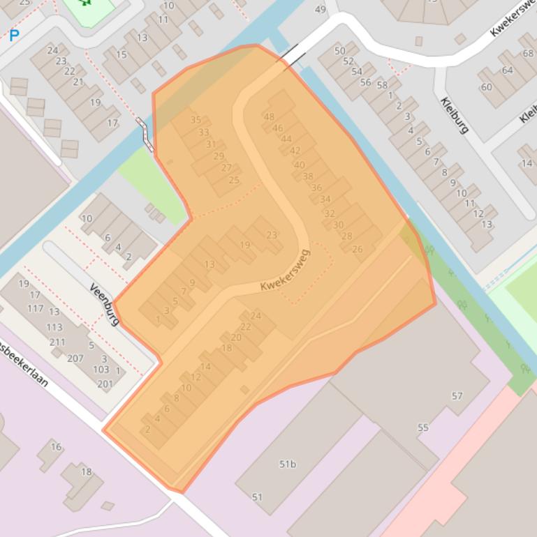 Kaart van postcodegebied 2171DX.