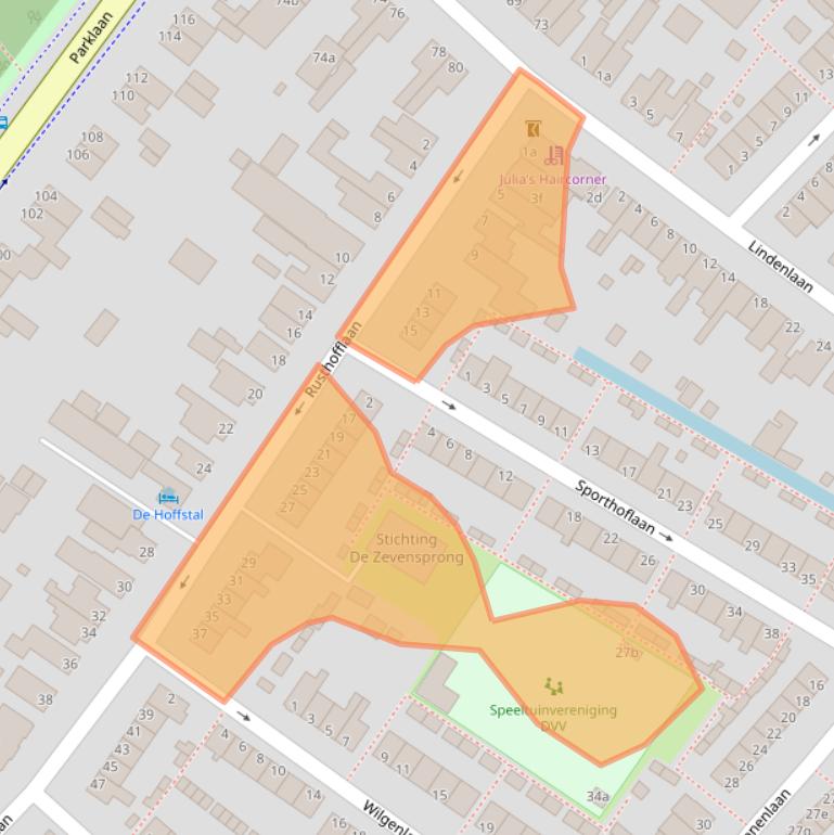 Kaart van postcodegebied 2171ET.