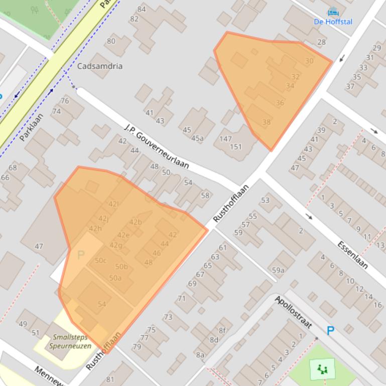 Kaart van postcodegebied 2171EX.