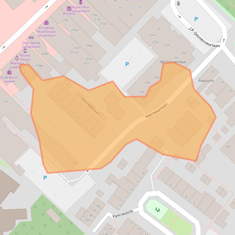 Kaart van postcodegebied 2171EZ.