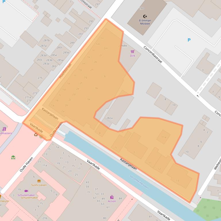 Kaart van postcodegebied 2171GJ.