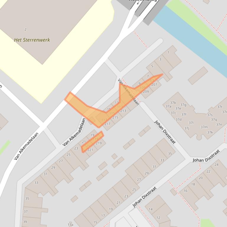 Kaart van postcodegebied 2171KJ.