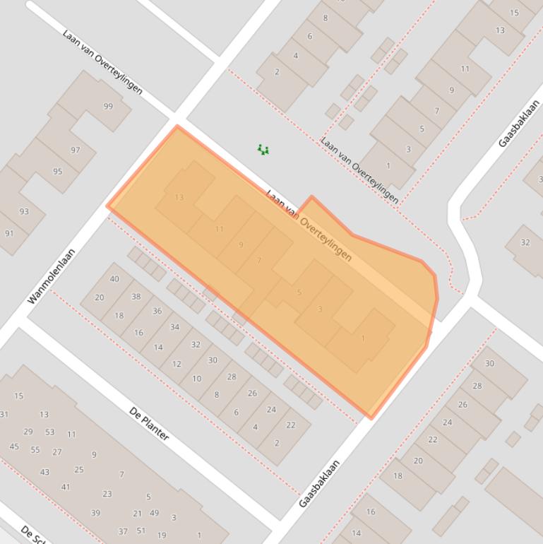 Kaart van postcodegebied 2171LL.