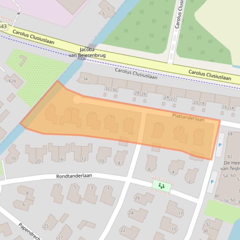 Kaart van postcodegebied 2171LT.