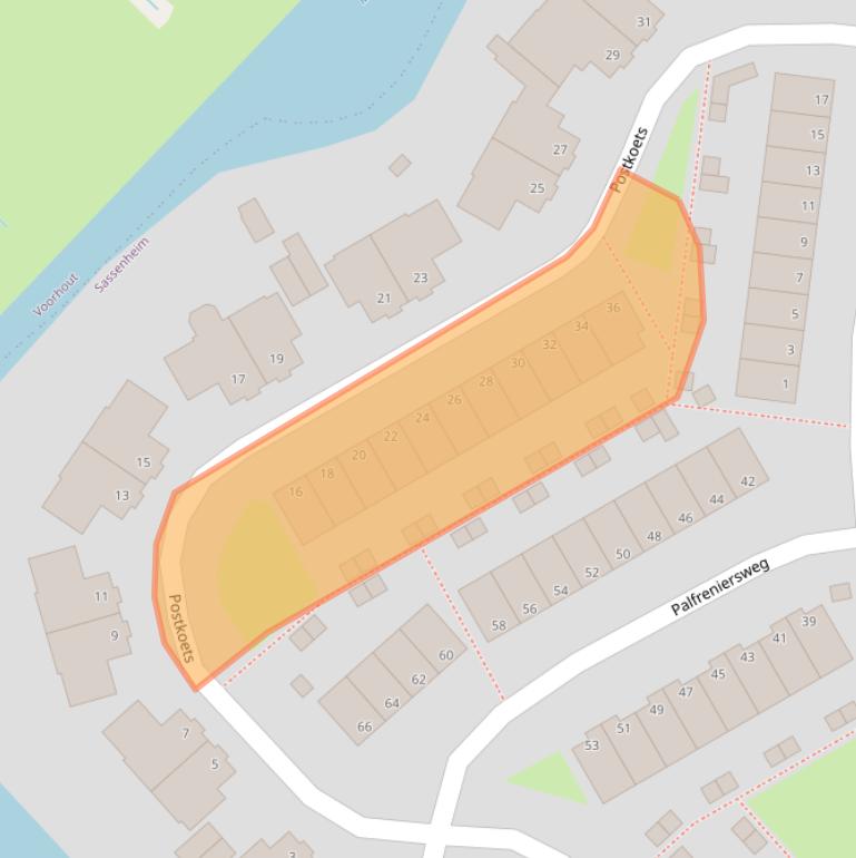 Kaart van postcodegebied 2171NA.