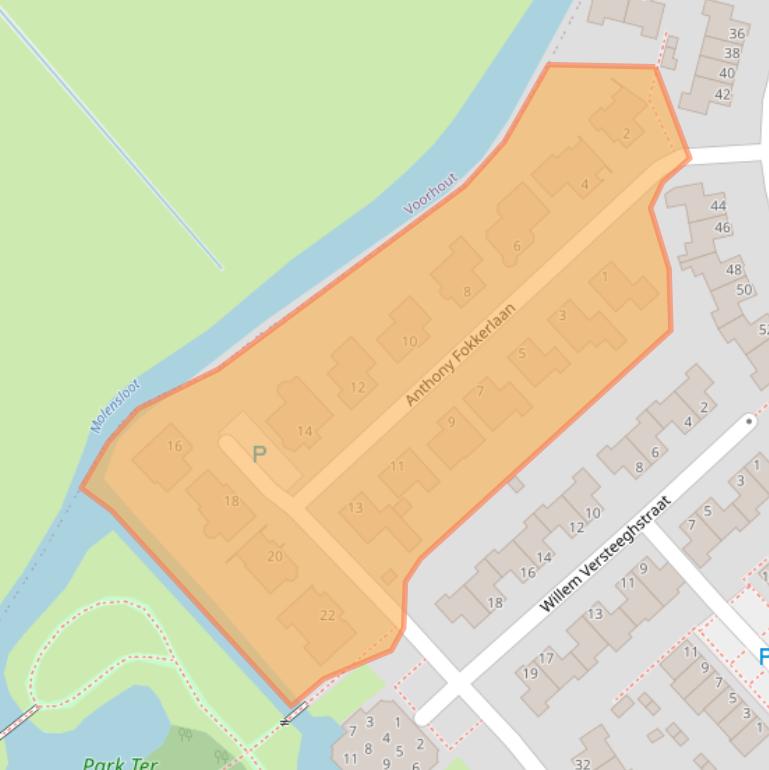 Kaart van postcodegebied 2171RA.