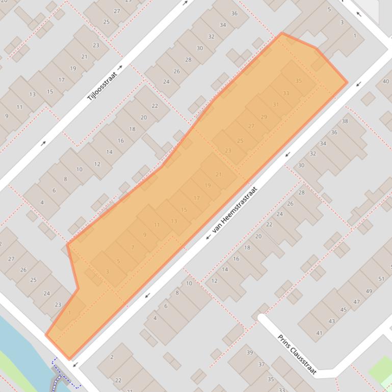 Kaart van postcodegebied 2171XJ.