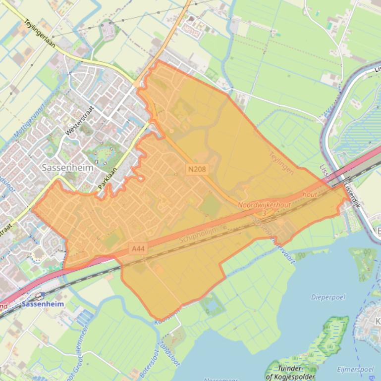 Kaart van postcodegebied 2172.