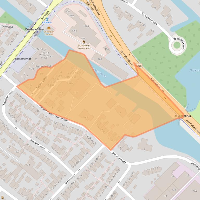 Kaart van postcodegebied 2172AA.