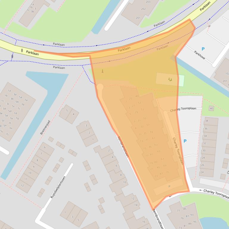 Kaart van postcodegebied 2172DC.