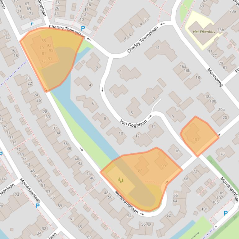 Kaart van postcodegebied 2172DD.