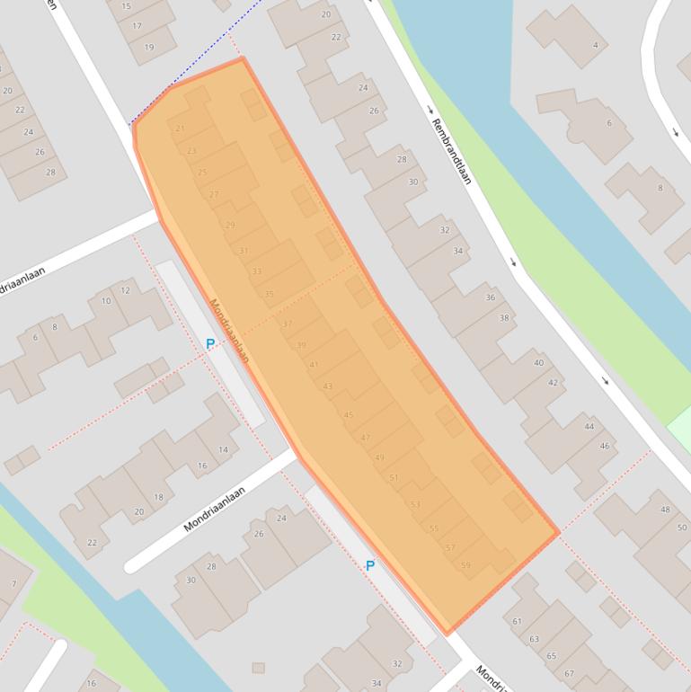 Kaart van postcodegebied 2172DG.