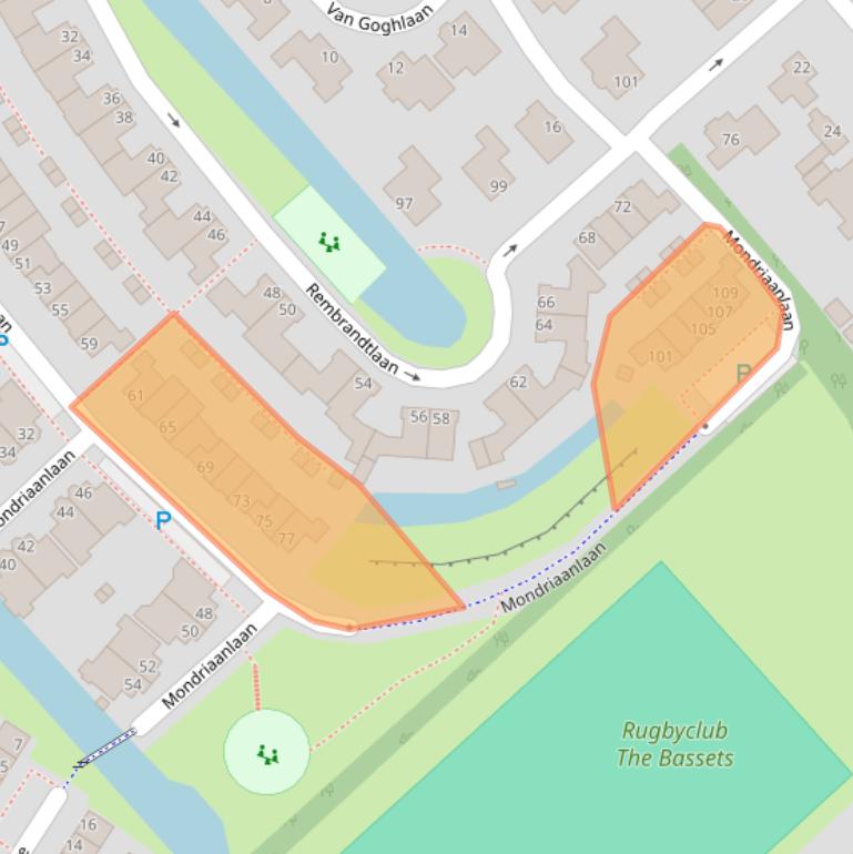 Kaart van postcodegebied 2172DH.