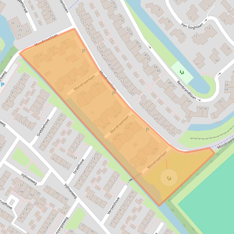 Kaart van postcodegebied 2172DJ.