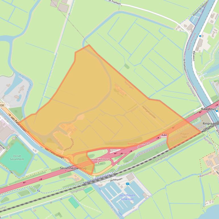 Kaart van postcodegebied 2172JZ.