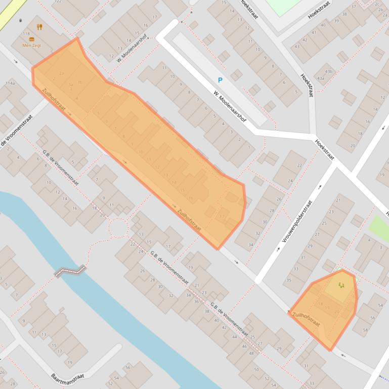 Kaart van postcodegebied 2172SB.