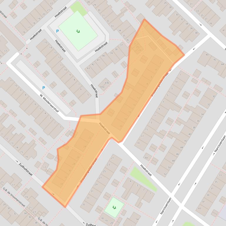 Kaart van postcodegebied 2172SE.