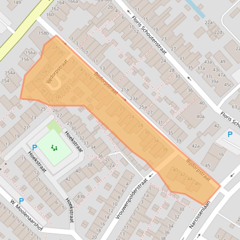 Kaart van postcodegebied 2172SJ.